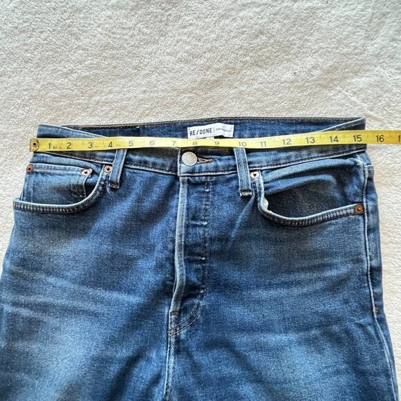 Re/Done Originals High Rise‎ Ankle Crop Jeans Midnight Blue Size 28 - Picture 9 of 11